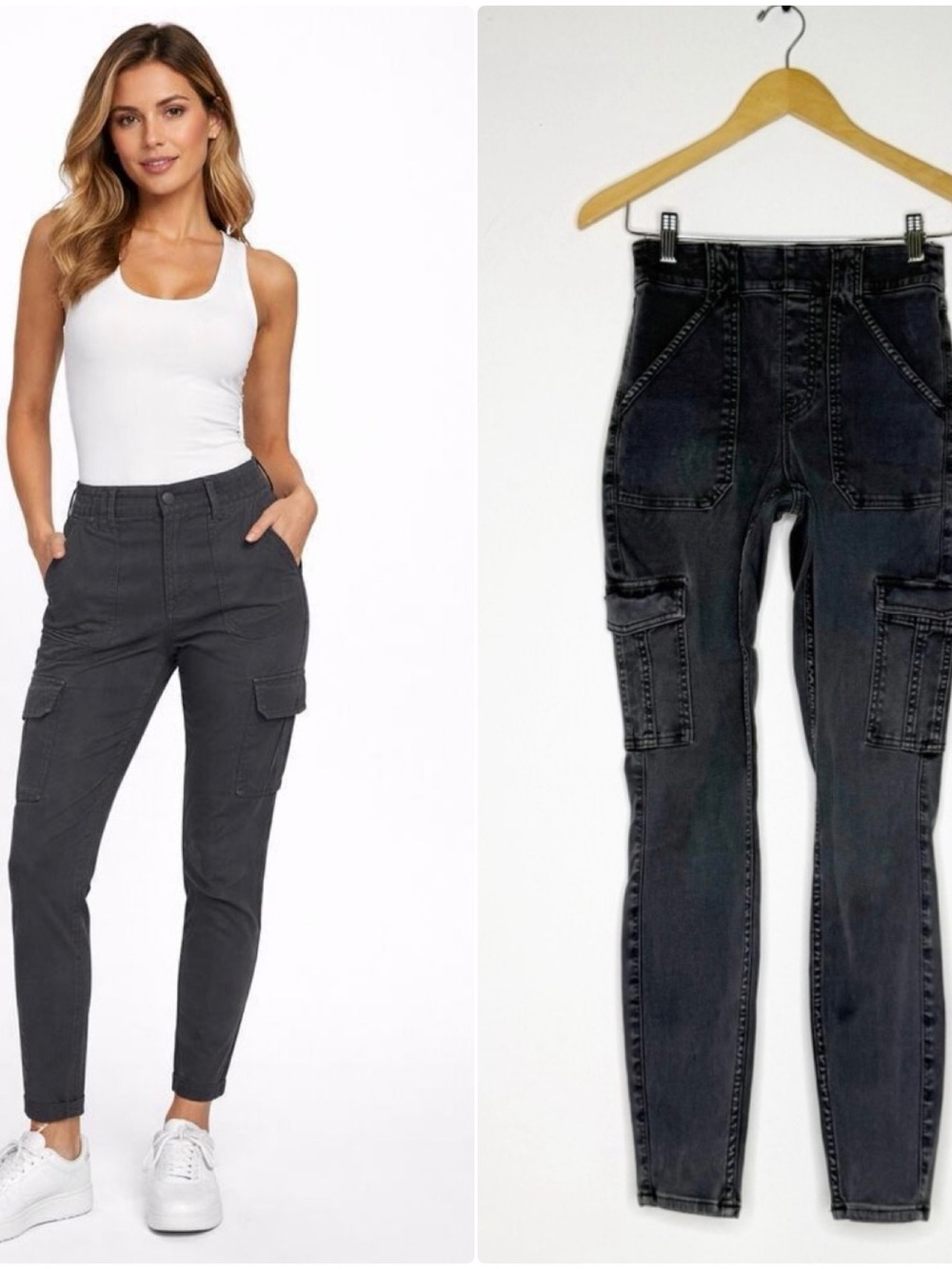 Spanx Pull On Gray Cargo Pull-On Skinny Pants Size Small 4/6